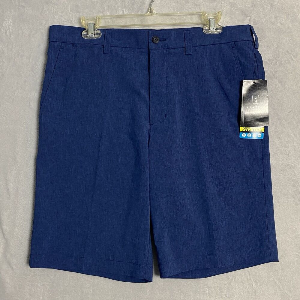 New PGA Tour Golf Shorts Mens 34 Blue Motionflux 360 Stretch Elastica Driflux